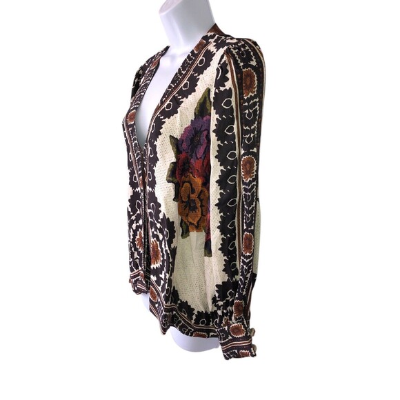 Farm Rio Flower Tapestry Popover Blouse Sz X Small EUC - Picture 2 of 15